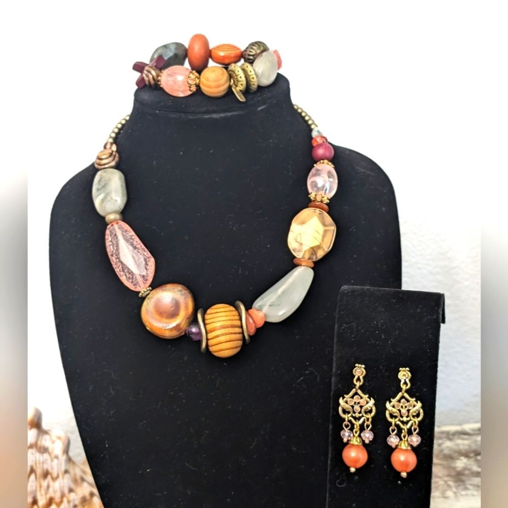 Treska Necklace, Bracelet, Earring Boho Style